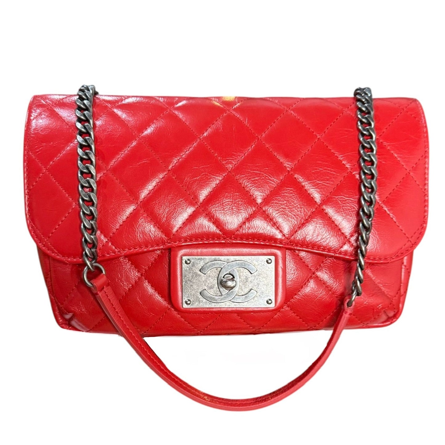 CHANEL Red Quilted Flap Crossbody