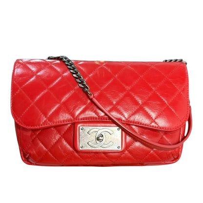 CHANEL Red Quilted Flap Crossbody