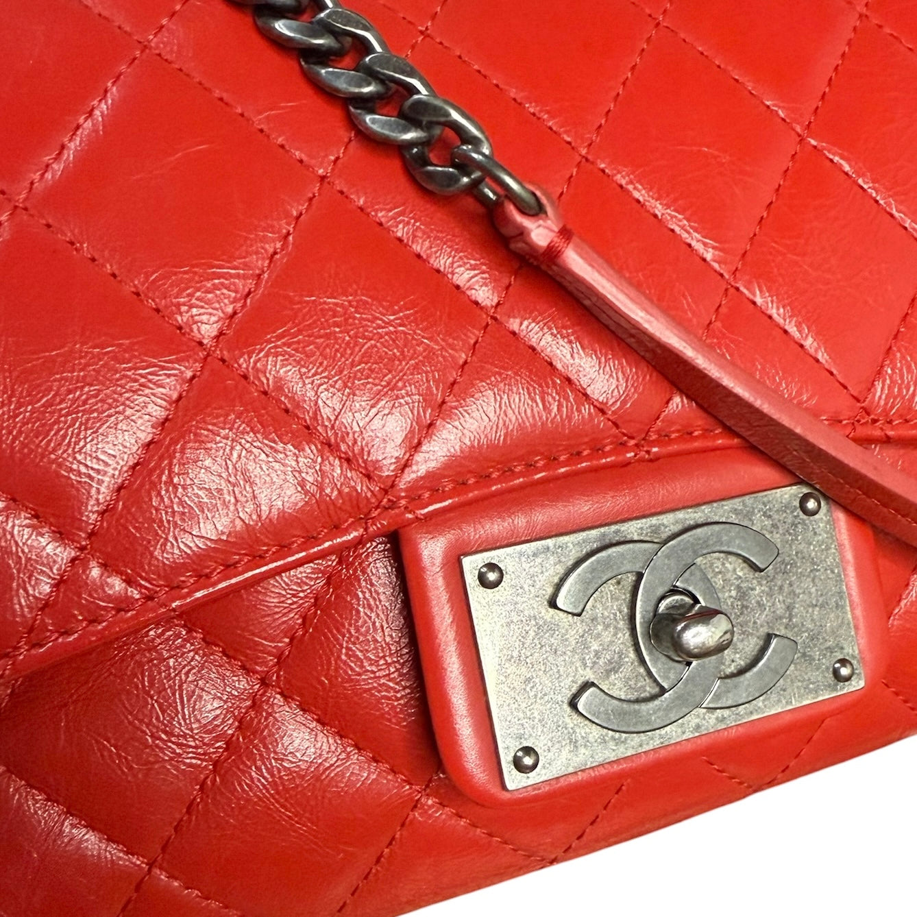 CHANEL Red Quilted Flap Crossbody