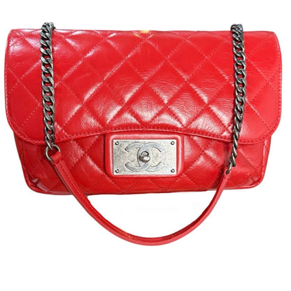 CHANEL Red Quilted Flap Crossbody
