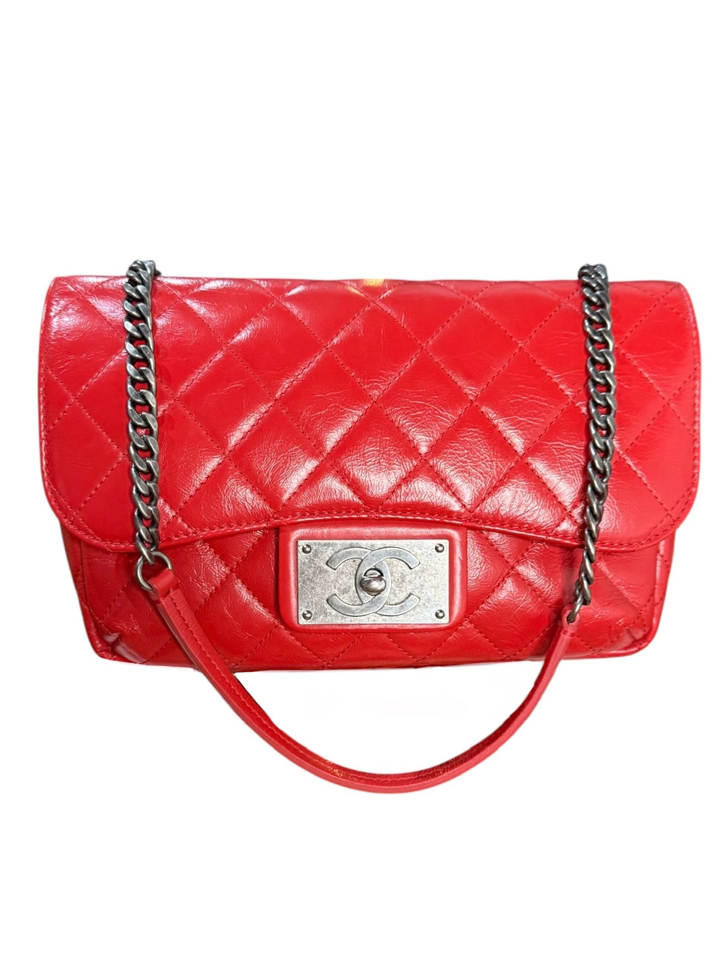 CHANEL Red Quilted Flap Crossbody