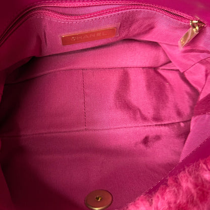 CHANEL 19 Large Pink Shearling Sheepskin Flap