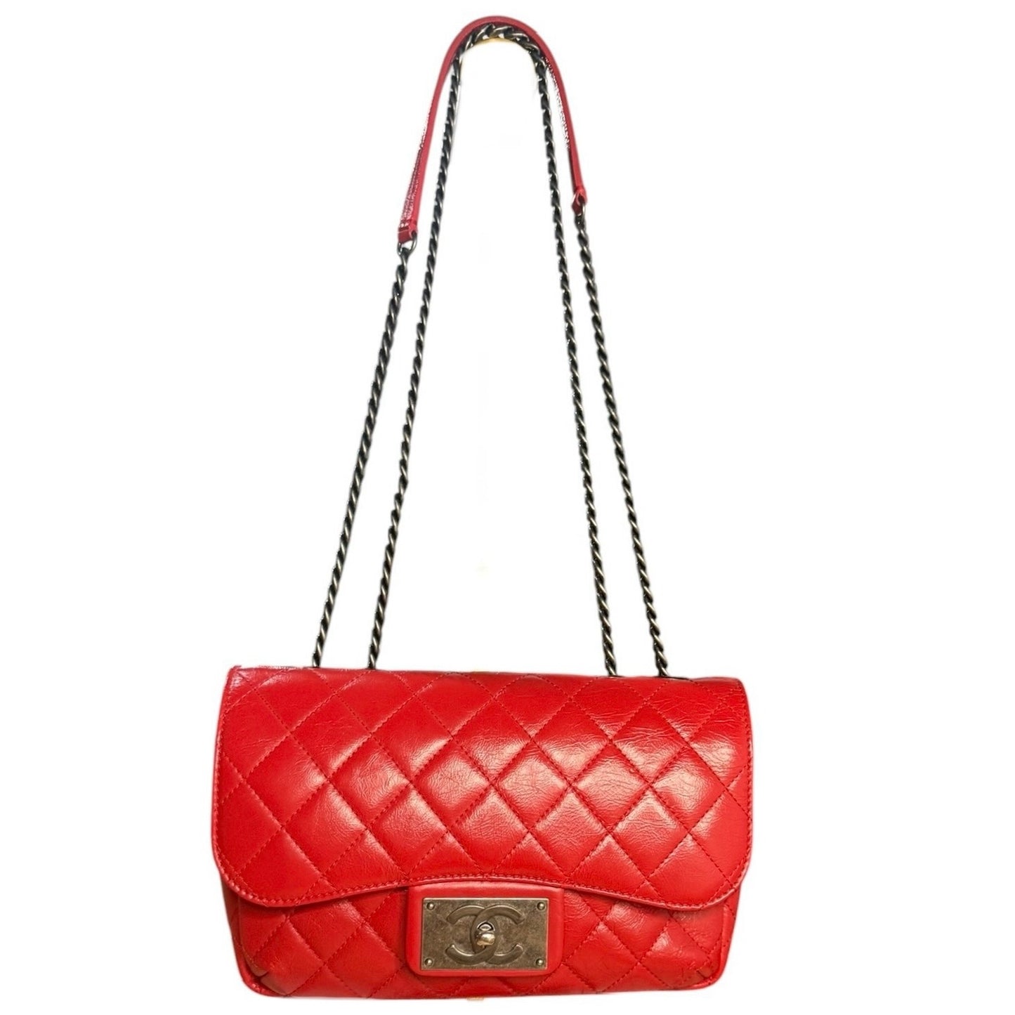 CHANEL Red Quilted Flap Crossbody