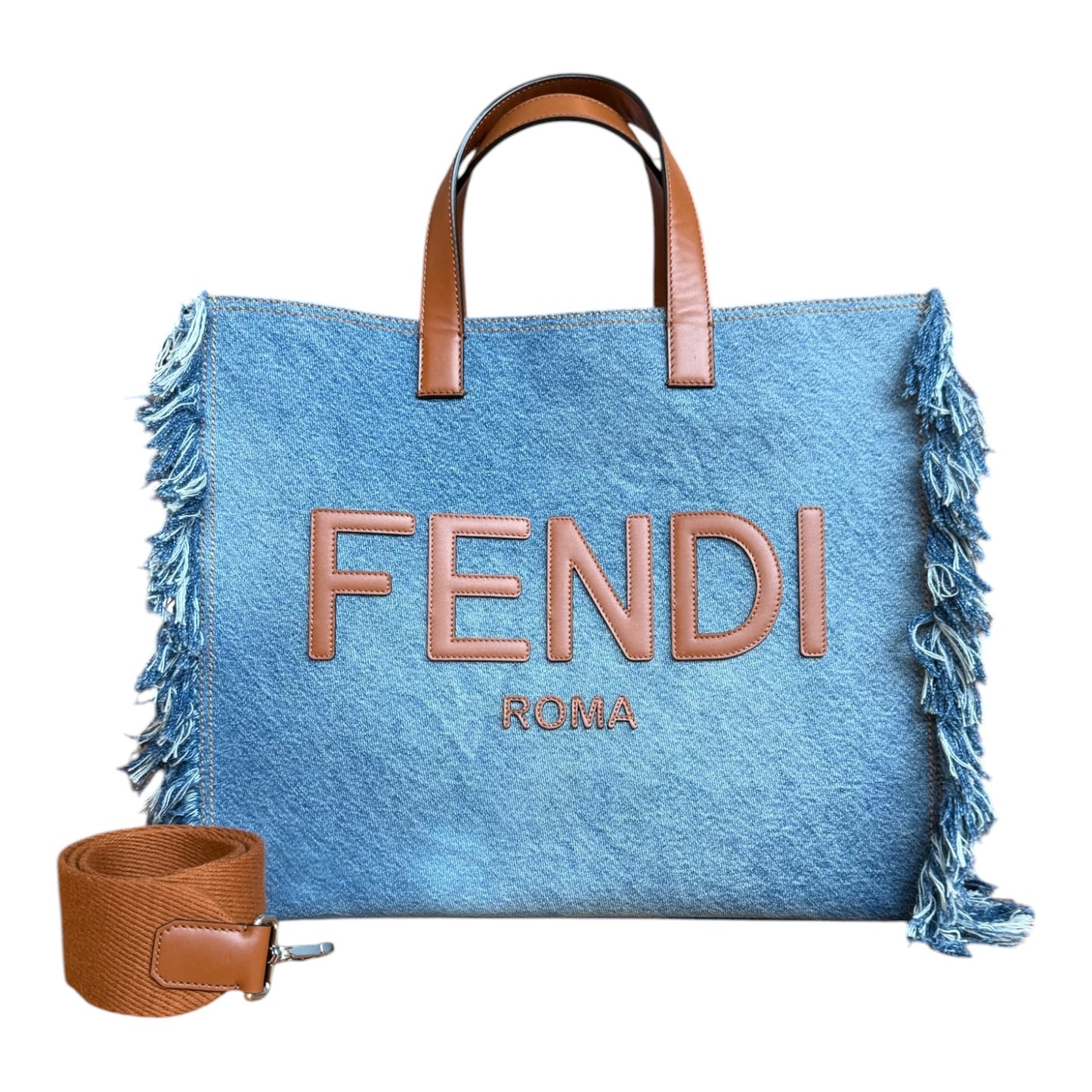 FENDI Denim/Fringe Tote