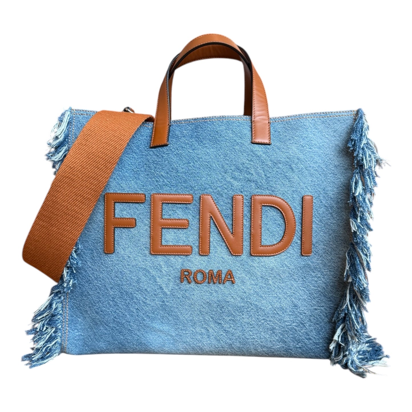 FENDI Denim/Fringe Tote