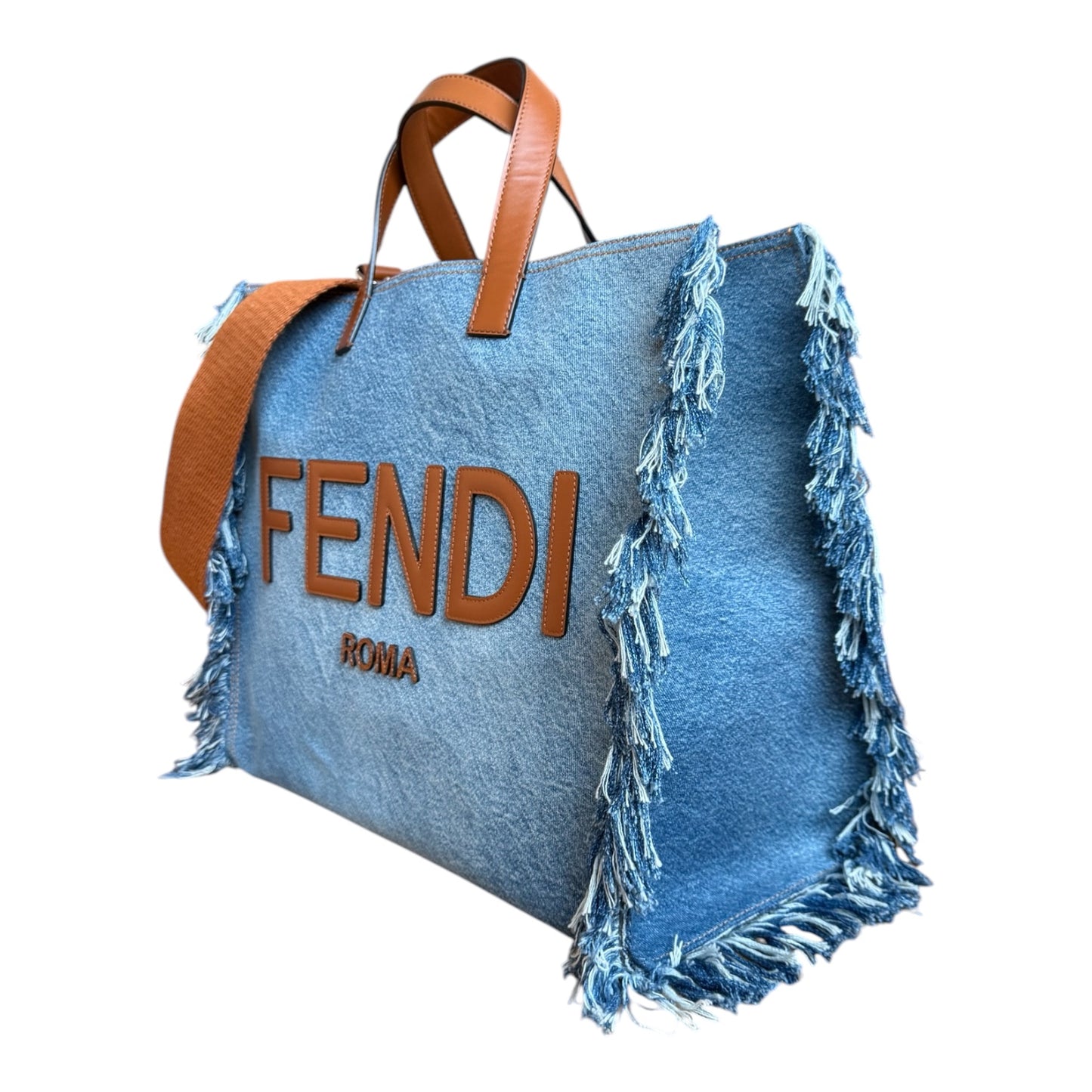 FENDI Denim/Fringe Tote