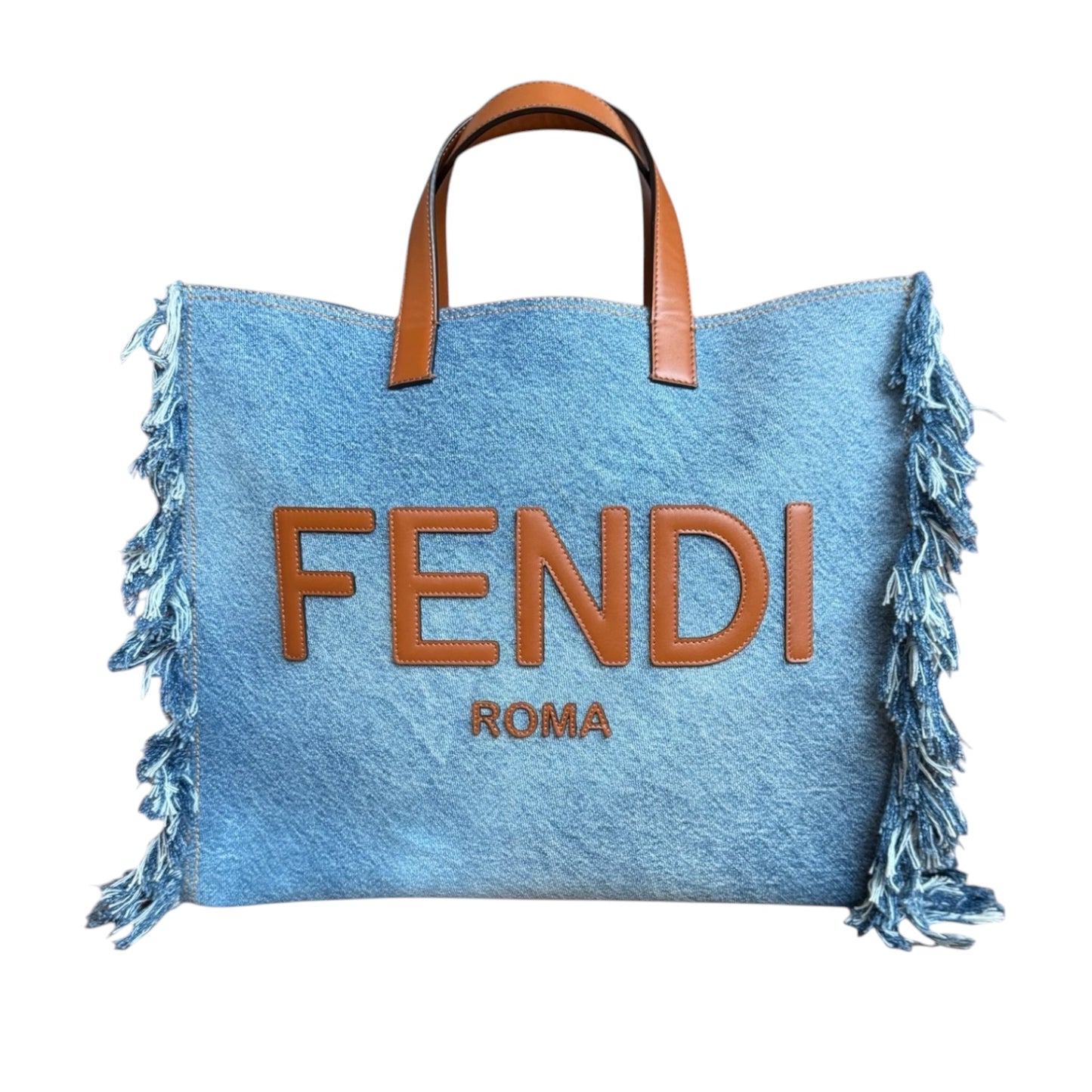 FENDI Denim/Fringe Tote
